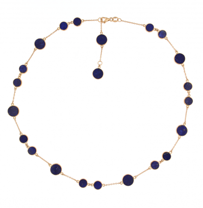 Collana in oro rosa 18kt con piastrine tonde in lapis