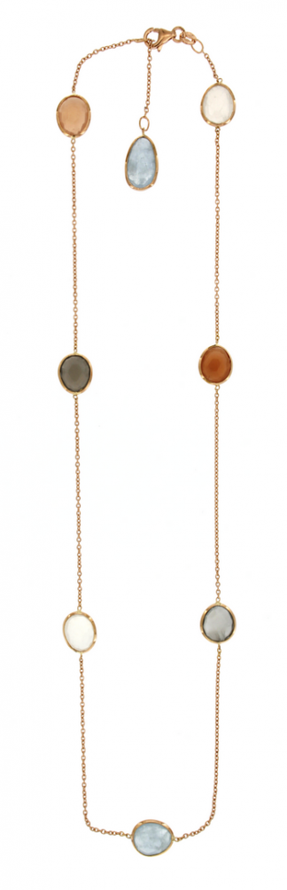 Collana in oro rosa 18kt con pietra di luna e acquamarina milk