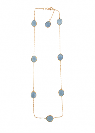 Collana in oro rosa 18kt con acquamarina milk 10x8mm