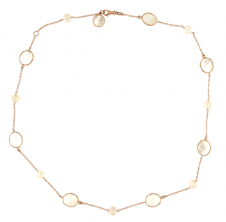 Collana in oro rosa 18kt con madreperla bianca e perle freshwater