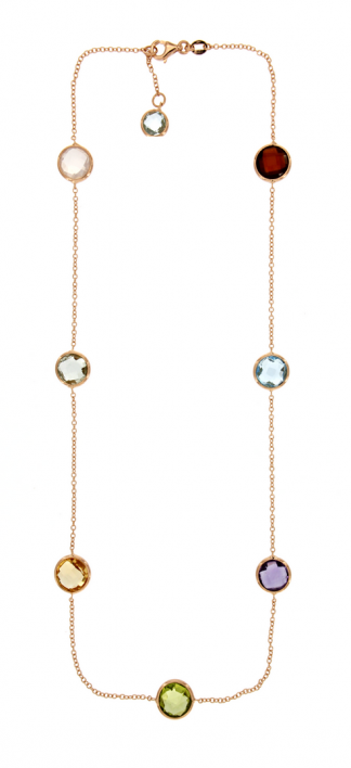 Collana in oro rosa 18kt con pietre semipreziose tonde brio 8mm