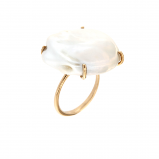 Anello in oro rosa 18kt con perla fresh water barocca