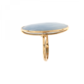 Anello in oro rosa 18kt con acquamarina milk