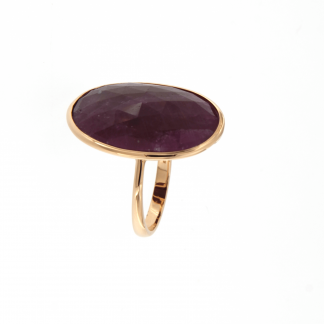 Anello in oro bianco 18kt con rubino flat