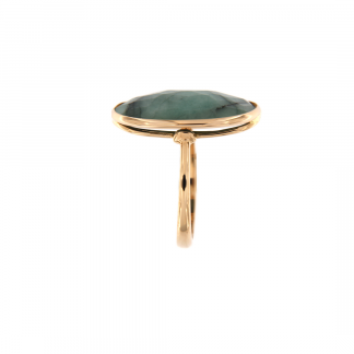 Anello in oro rosa 18kt con smeraldo ovale cab sfacettato