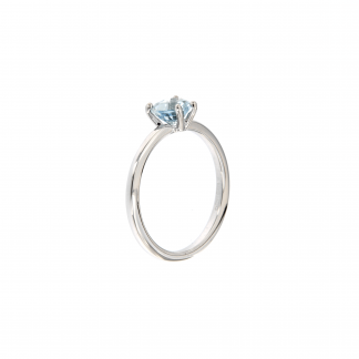 Anello in oro bianco 18kt con acquamarina cuore 6mm