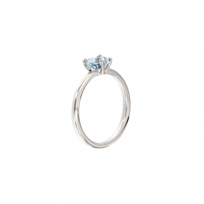Anello in oro bianco 18kt con acquamarina cuore 6mm