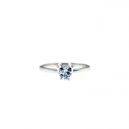 Anello in oro bianco 18kt con acquamarina cuore 6mm