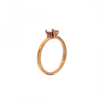 Anello in oro rosa 18kt con topazio rosa cuore 6mm