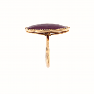 Anello cabochon sfaccettato in oro rosa18kt con rubino e diamanti G VS1