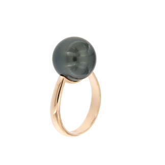Anello in oro rosa 18kt con perla south sea black