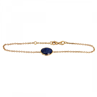 Bracciali in oro rosa 18kt con zaffiro blu ovale cabochon sfaccettato