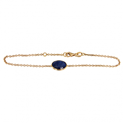 Bracciali in oro rosa 18kt con zaffiro blu ovale cabochon sfaccettato