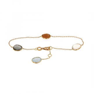 Bracciale in oro rosa 18kt con pietra di luna e acquamarina milk