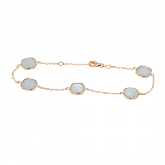 Bracciale in oro rosa 18kt con acquamarina milk antico brio 8mm