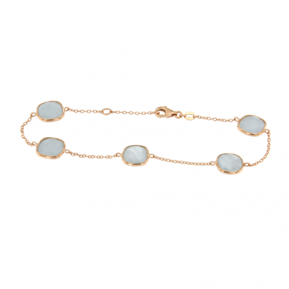 Bracciale in oro rosa 18kt con acquamarina milk antico brio 8mm