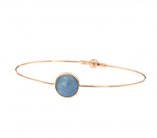 Bracciale in oro rosa 18kt con acquamarina milk tondo brio 10mm