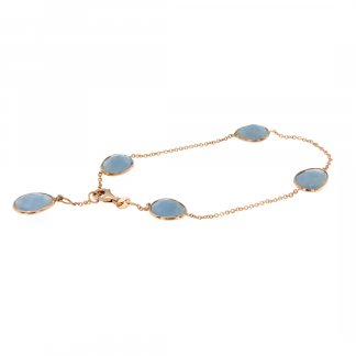 Bracciale in oro rosa 18kt con acquamarina milk ovale brio 10x8mm