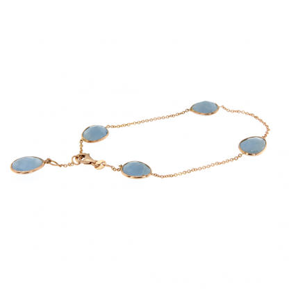 Bracciale in oro rosa 18kt con acquamarina milk ovale brio 10x8mm