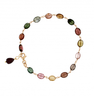 Bracciale in oro rosa 18kt con tormalina multicolor ovale