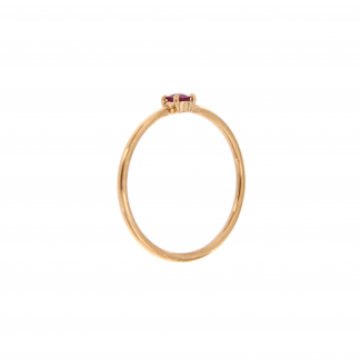 Anello in oro rosa 18kt con rubino taglio brillante 3mm