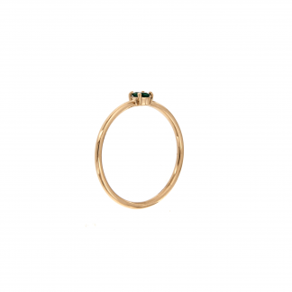 Anello in oro rosa 18kt con smeraldo taglio brillante 3mm