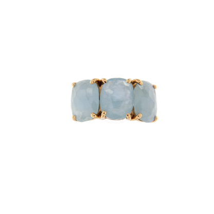 Anello in oro rosa 18kt con acquamarina milk ovale brio 10x8mm