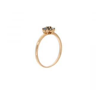 Anello in oro rosa 18kt con topazio azzurro 1,75-2mm