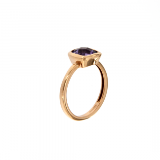 Anello in oro rosa 18kt con ametista antico brio 8mm