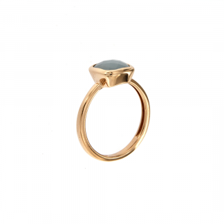 Anello in oro rosa 18kt con acquamarina milk antico brio 8mm