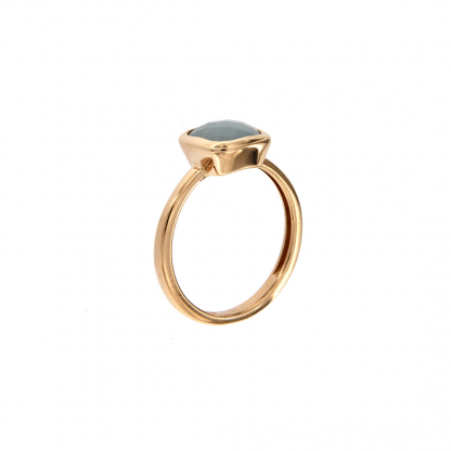 Anello in oro rosa 18kt con acquamarina milk antico brio 8mm