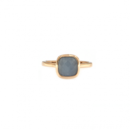 Anello in oro rosa 18kt con acquamarina milk antico brio 8mm