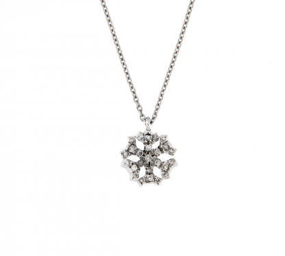 Pendente in oro bianco 18kt cristallo di neve con diamanti GVS1