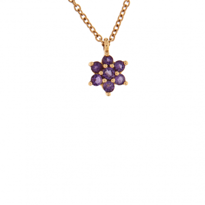 Pendente in oro rosa 18kt con ametista taglio brillante 1,75 e 2mm