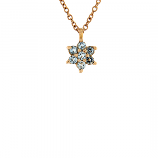 Pendente in oro rosa 18kt con topazio azzurro taglio brillante 1,75 e 2mm