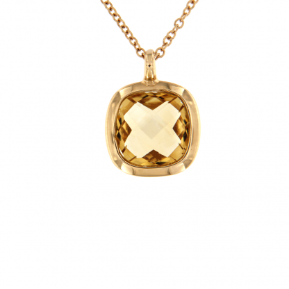 Pendente in oro rosa 18kt con citrino antico brio 8mm