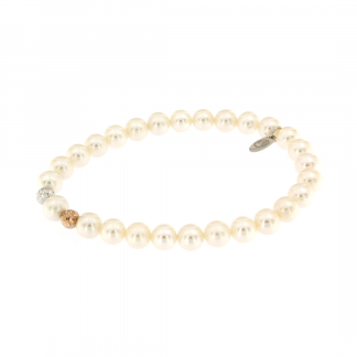 Bracciale con perle freshwater 6,5-7mm e elementi in oro 18kt
