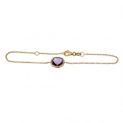 Bracciale in oro rosa 18kt con ametista antico brio 8mm