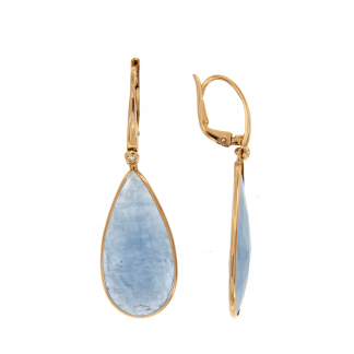 Orecchini in oro rosa 18kt con acquamarina milk goccia e diamanti GVS1