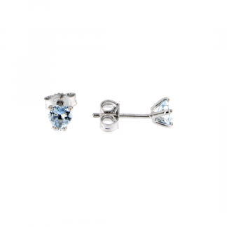 Orecchini in oro bianco 18kt con acquamarina taglio cuore 5mm