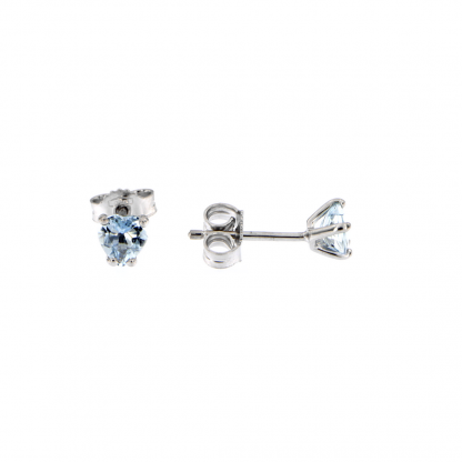 Orecchini in oro bianco 18kt con acquamarina taglio cuore 5mm