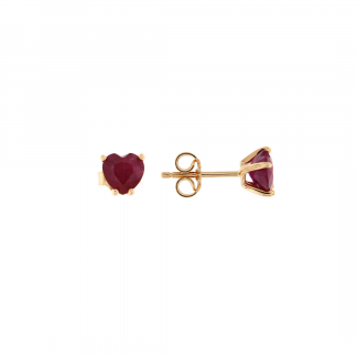 Orecchini in oro rosa 18kt  con rubino cuore 6mm