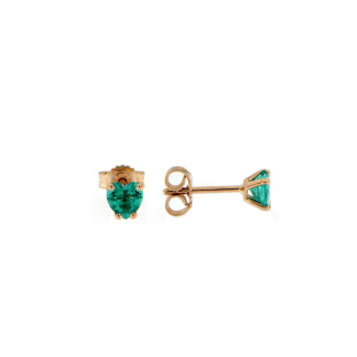 Orecchini in oro rosa 18kt con smeraldo cuore 5mm