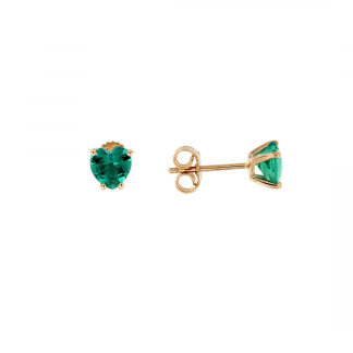Orecchini in oro rosa 18kt con smeraldo cuore 6mm