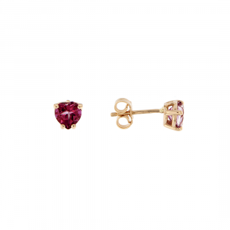 Orecchini in oro rosa 18kt con Topazio rosa cuore 6mm