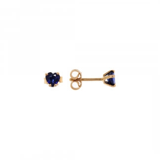 Orecchini in oro rosa 18kt con zaffiro blu cuore 5mm