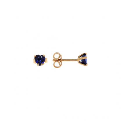 Orecchini in oro rosa 18kt con zaffiro blu cuore 5mm