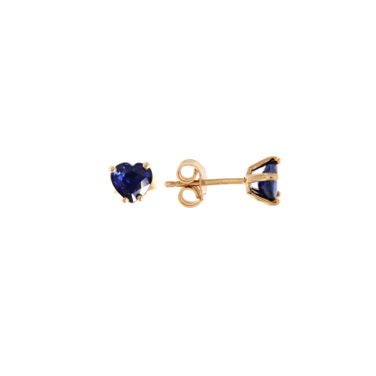 Orecchini in oro rosa 18kt con zaffiro blu cuore 6mm