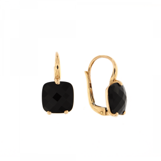 Orecchini in oro rosa 18kt con onice antico cab sfaccettato 10mm