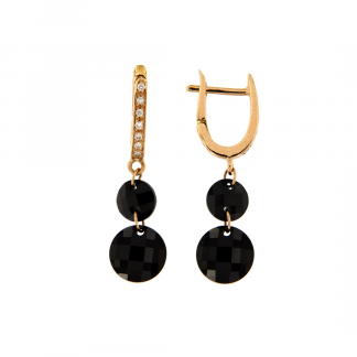 Orecchini in oro rosa 18kt con spinello nero e diamanti GVS1